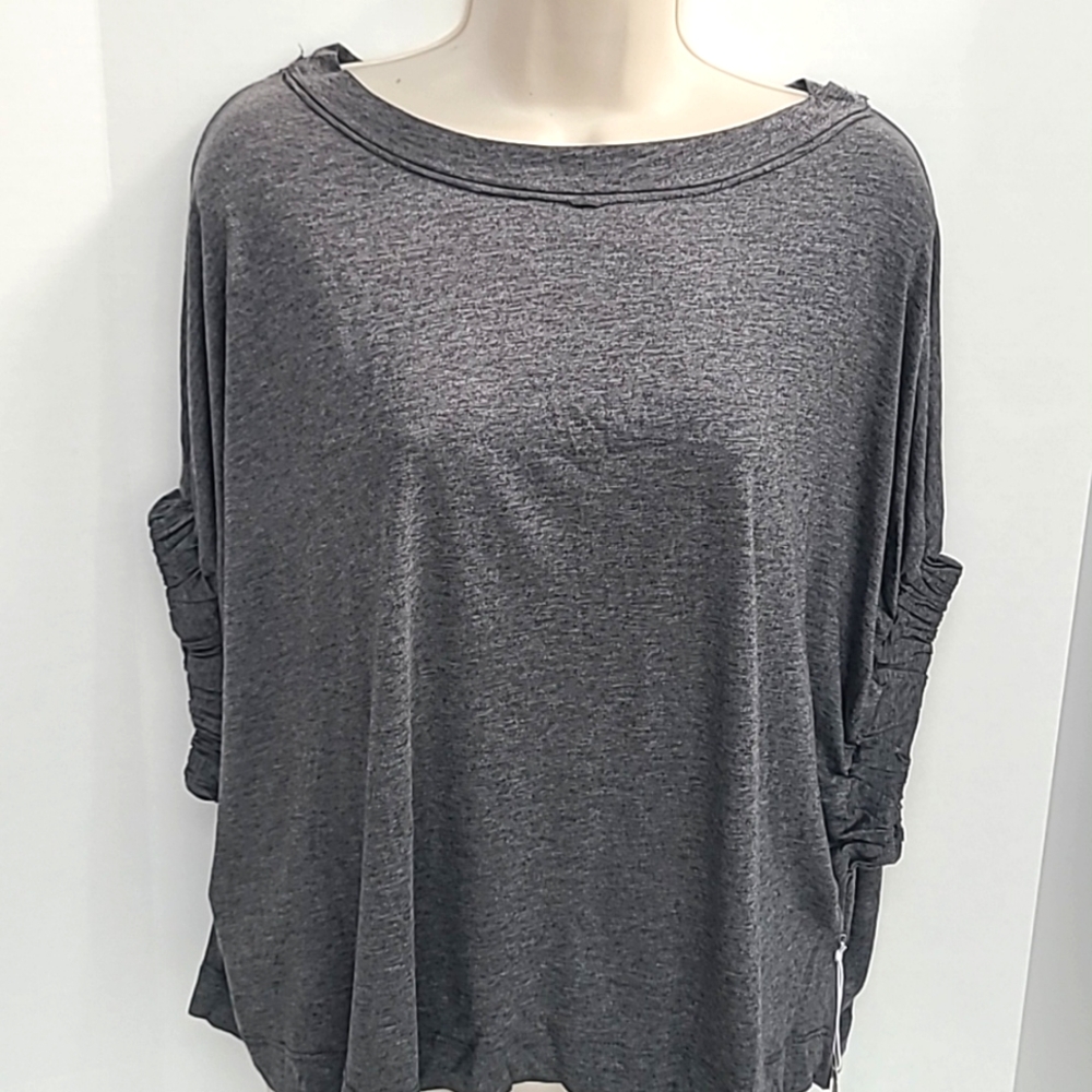 NWT 78 & Sunny Jupiter elastic sleeve shirt charcoal grey size M 6-8
